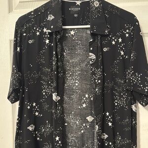 Guess Black and White Casual Button Down Shirt